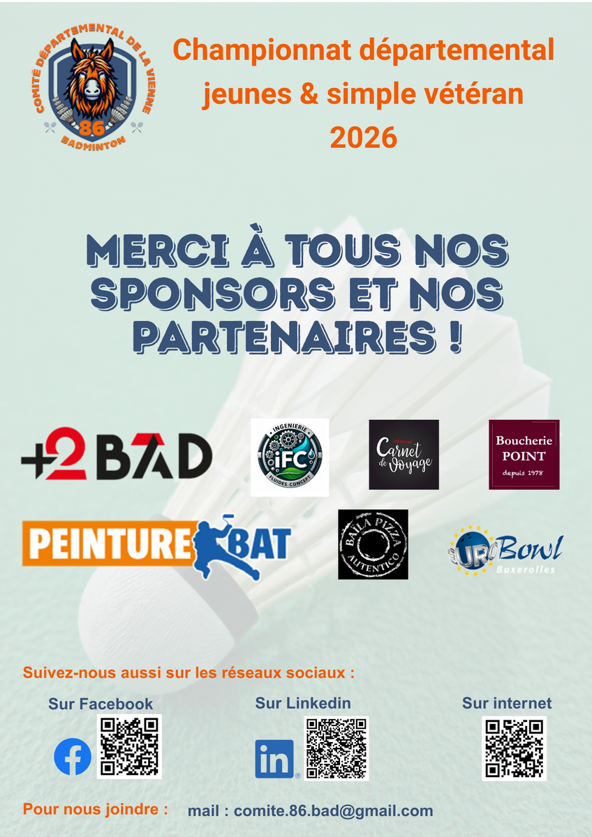 Remerciements à tous nos sponsors et partenaires